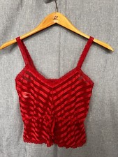 VTG Lily of France Nightgown Lingerie, Body Women Petite Red Stripes 2820