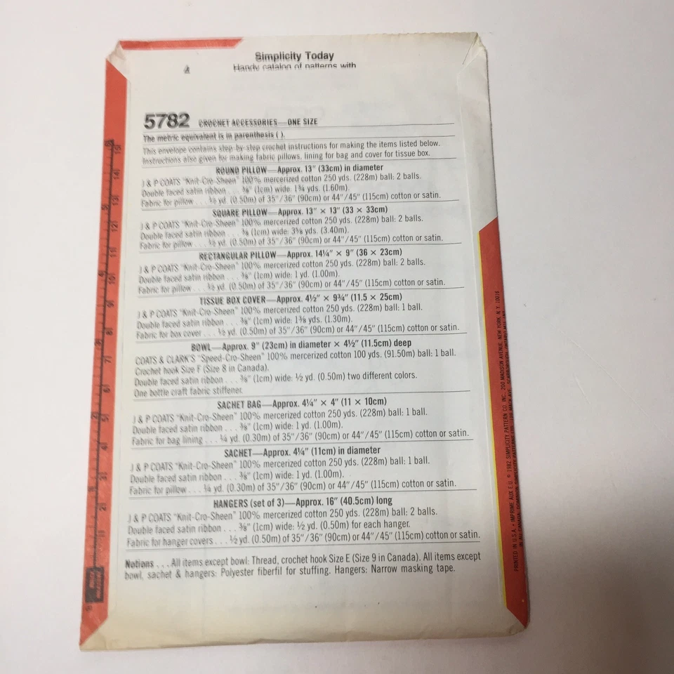 Simplicity 5782 Crochet Accessories Pillow Tissue Box Cover Bowl Sachet Hangers - Image 2 of 3