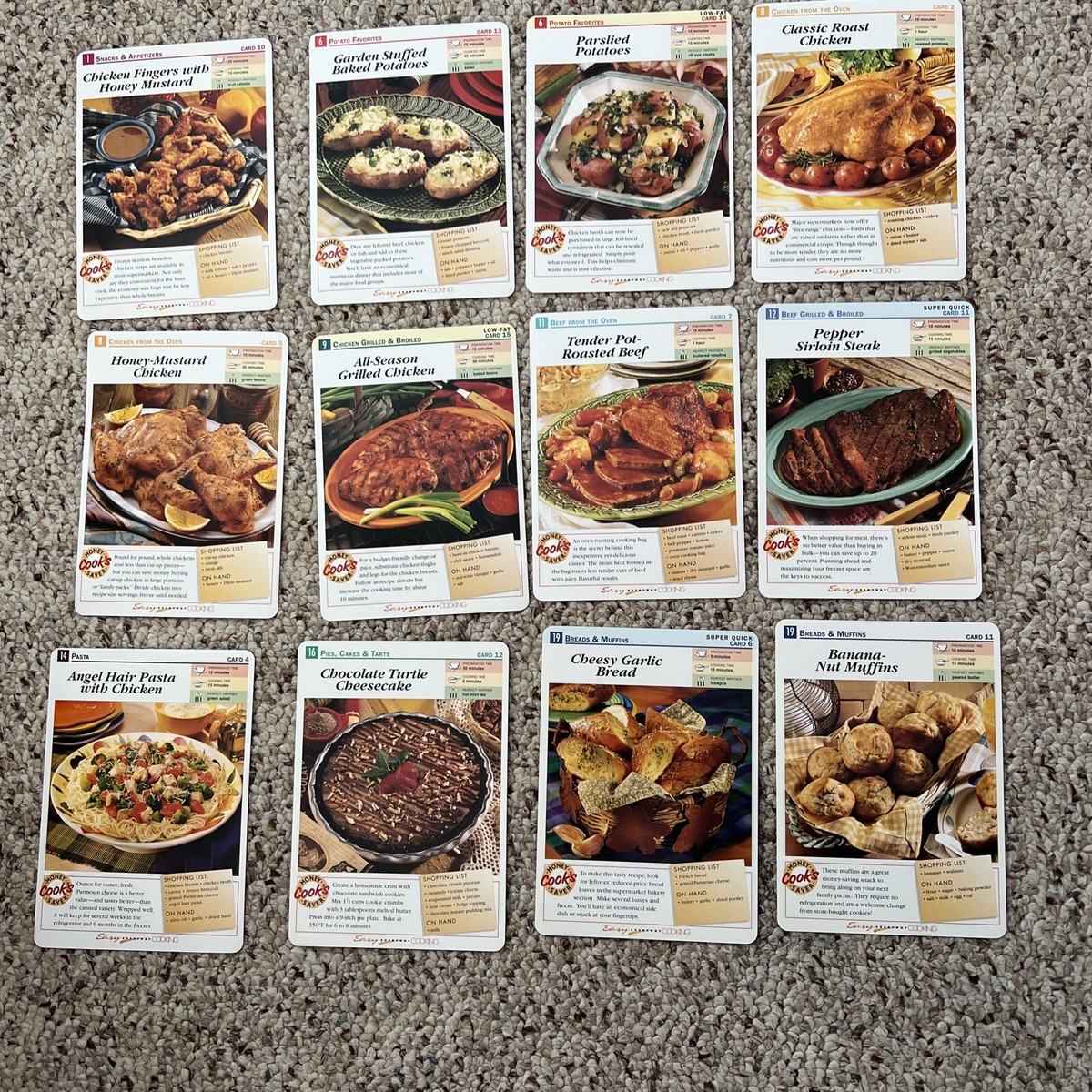 Vintage Easy Everyday Cooking Recipe Cards 12 Cards | eBay