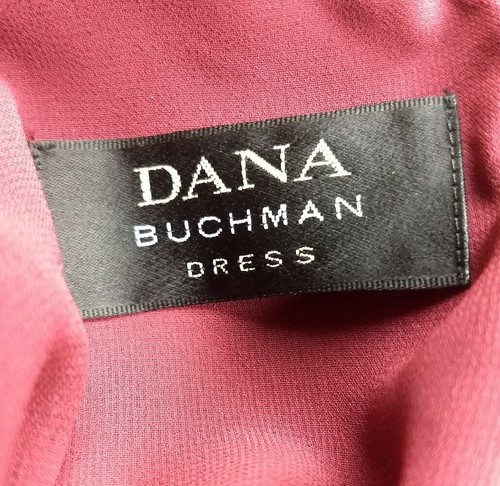 Size10 Vintage Dana Buchman Silk Currant Red Evening Gown Sheer Silk Cover B91 - Picture 11 of 12