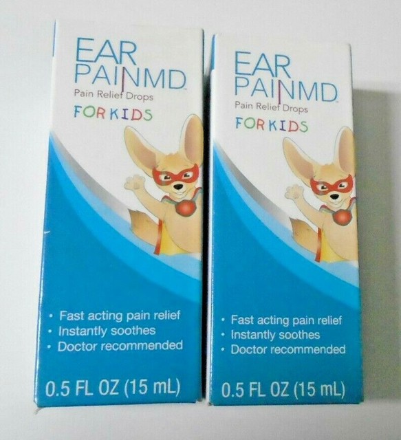 Lot of 2 Ear Pain MD FOR KIDS Pain Relief Drops 0.5 fl oz. each Exp. 11