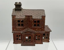 Antique A.C. Williams Cast Iron Colonial House Still Bank /s