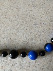 VINTAGE BLACK AND BLUE BEADED SINGLE STRAND NECKLACE — photo 2