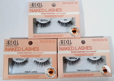 Ardell 3 pair Naked Lashes 424 False Eyelashes Blends Seamlessly With Invisiband