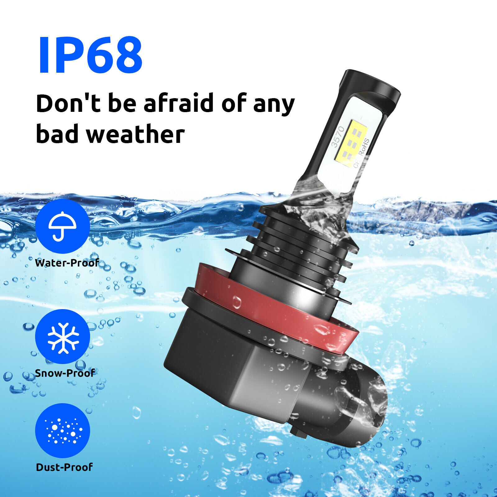 For Toyota Prius 20092015 H11 Car LED Headlight Bulbs WHITE 6000K Low