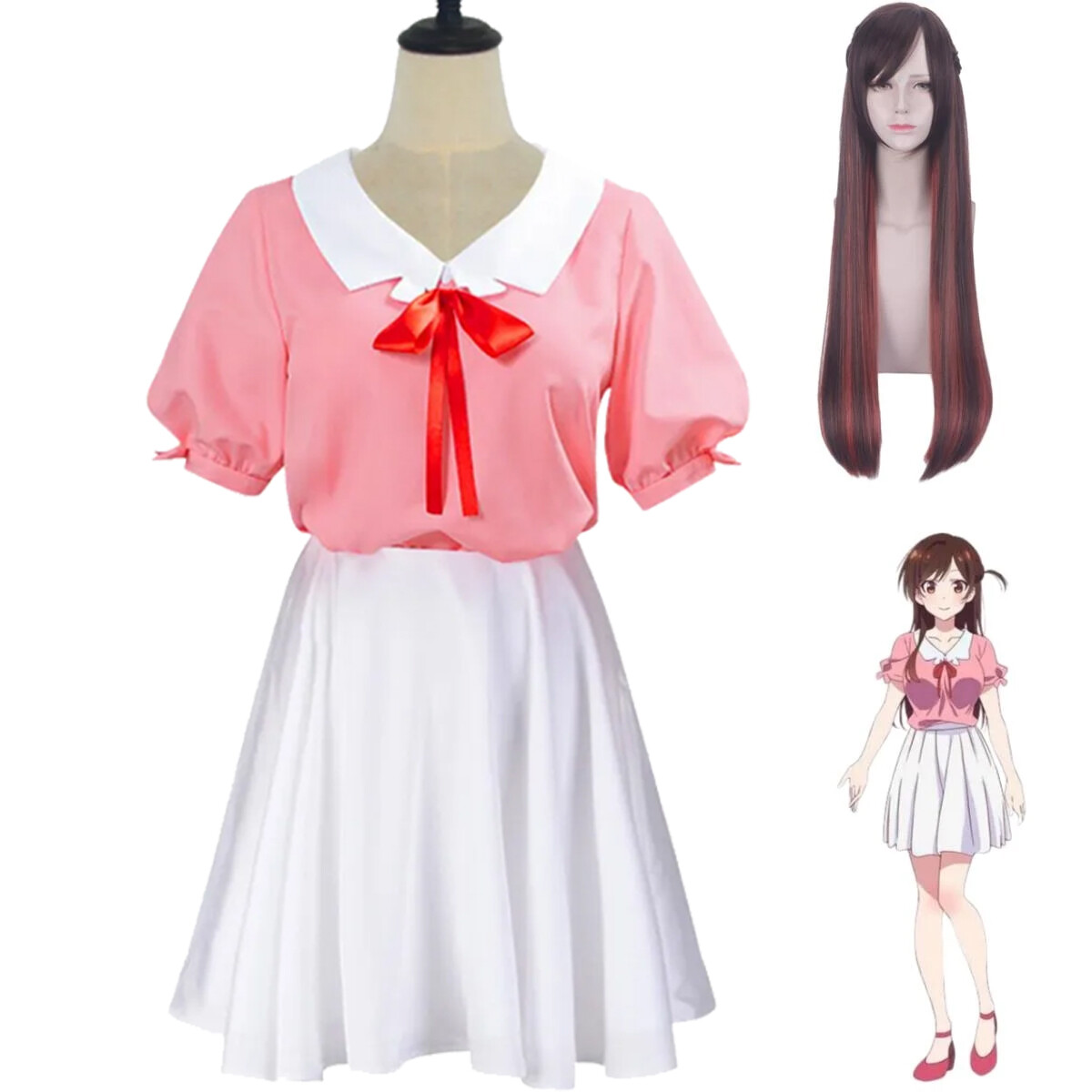 Anime Rent A Girlfriend Mizuhara Chizuru Disfraz Juegos con disfraces Ichinose Peluca Falda