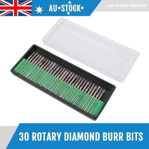 30 pcs Diamond Coated Rotary Burr Bits Set Die Grinder Points Bur Dremel Shank - Picture 2 of 3
