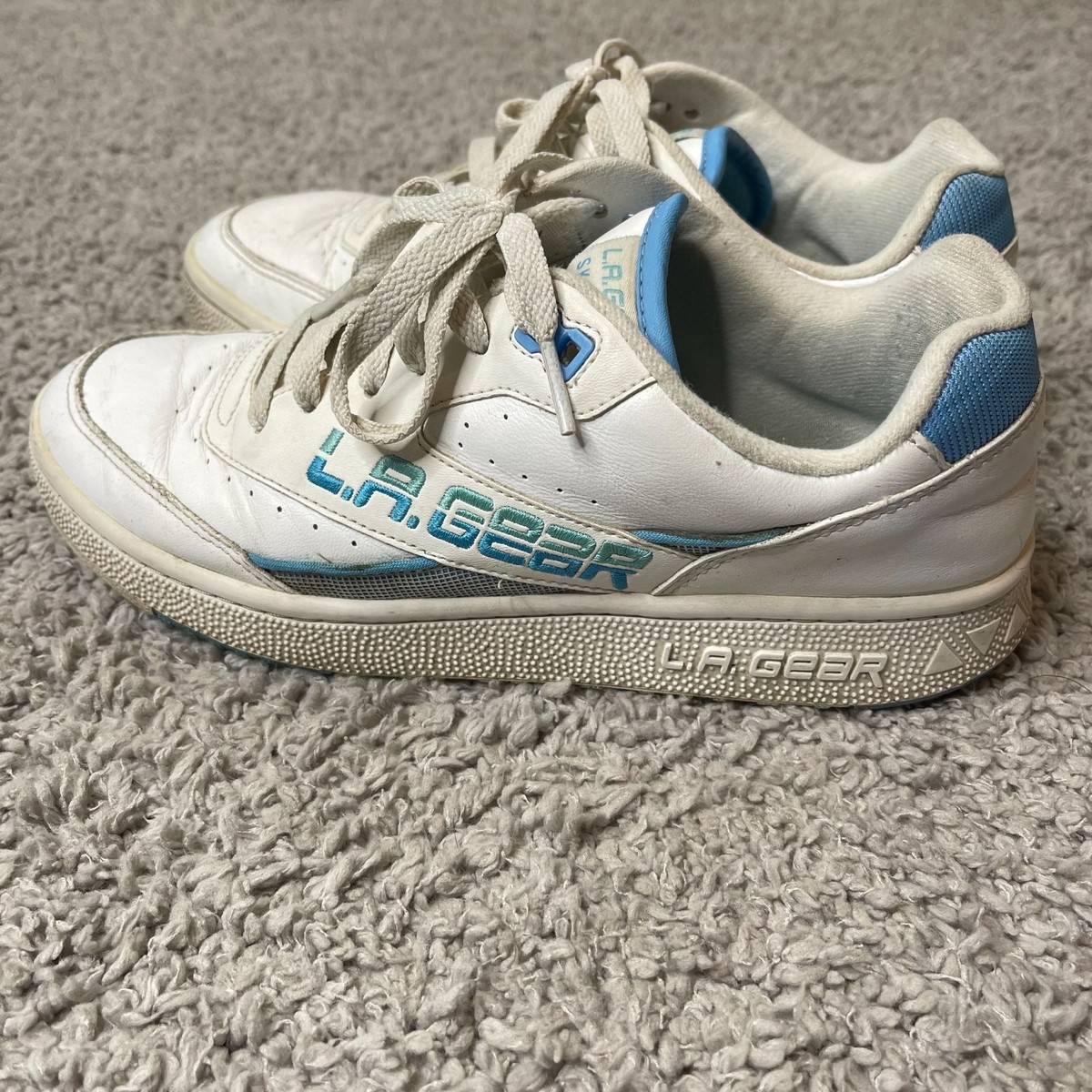 LA Gear Skechers Hot Shot Womens Shoes White Blue Size