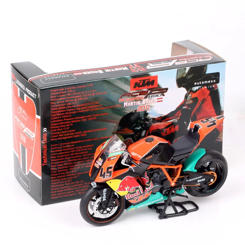 1:12 Automaxx KTM RC8R 1190 2011 #45 Martin Bauer Diecast Motocicleta Modelo Bicicleta Foto 3 de 4