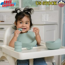Baby-Led Weaning Silicone Tableware Set Sage Green BPA Free CPSIA Compliant New