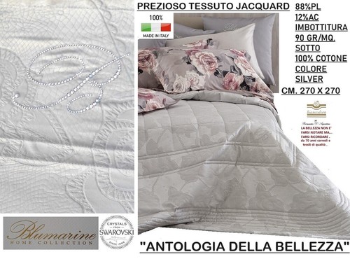 BLUMARINE quilt copriletto prezioso tessuto jacquard SWAROVSKI matrimoniale - Foto 5 di 11