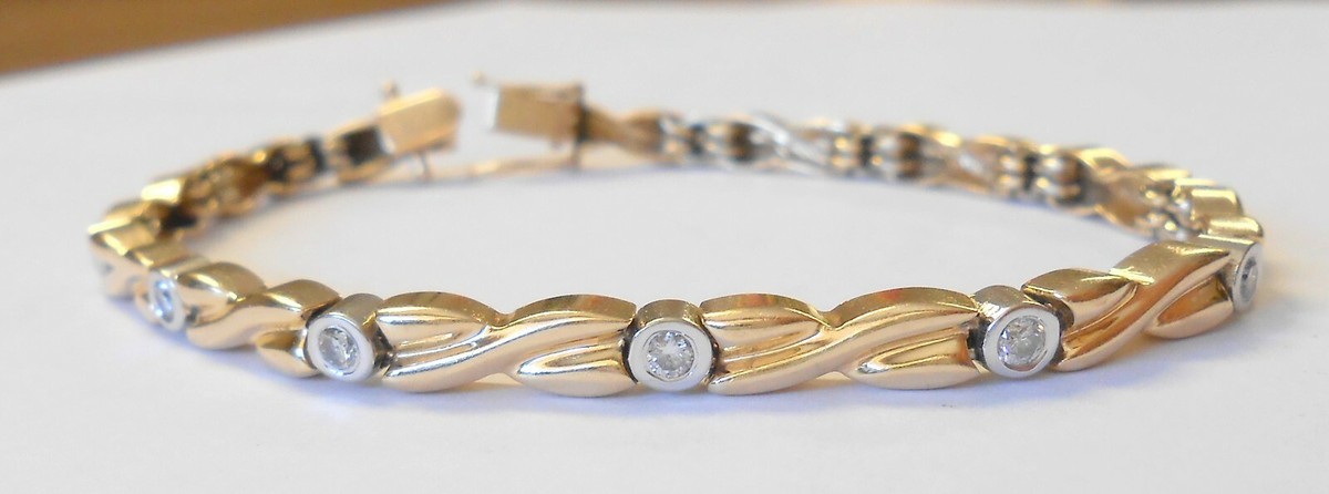 Gorgeous Diamond X & O 14K Yellow Gold Bracelet 7" Hugs & Kisses Love Signed KDS View 2