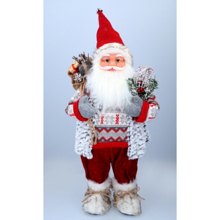 61cm Father Christmas Santa Claus Standing Traditional Figure Xmas Decoration
