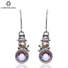 Gorgeous CARTER LISA Snowman Crystal Earrings Winter Christmas Gifts