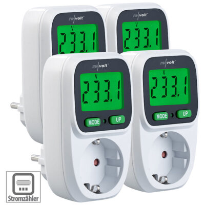revolt 4er-Set Digitaler Energiekostenmesser, LCD-Display, bis 3.680 W