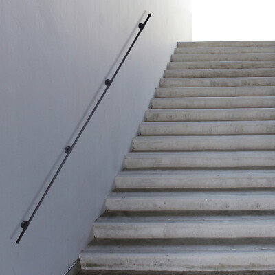 13FT Handrail Industrial Steel Pipe Rail Black Wall Mount Staircase Handrail