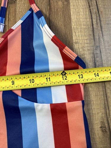 Girls Swimwear Tankini Top Size 14 Ties At Neck Striped Multicolor Outdoor Oasis - Picture 3 of 11
