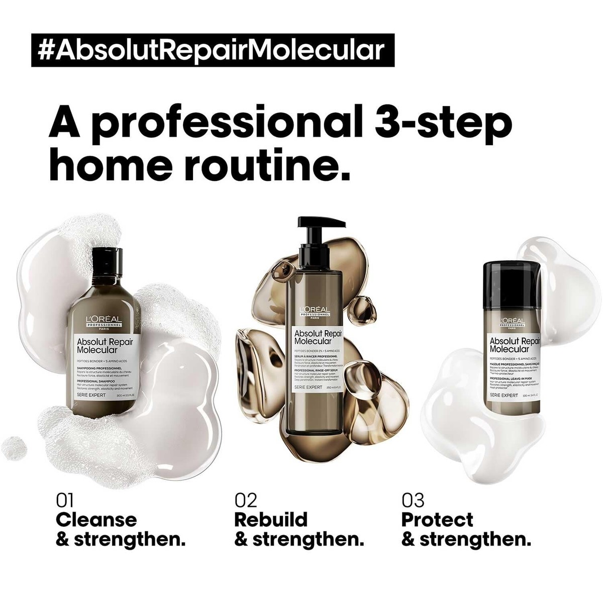 Set L'Oréal Professionnel Serie Expert Absolut Repair Molecular - Shampooing Reconstruction Cheveux Abîmés