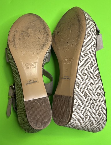 J. Crew Women’s Beautiful Upper Leather Wedge Ankle Strap Heels Size 9 - Picture 6 of 7