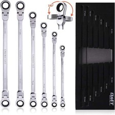 6-Piece Metric 8mm-19mm Extra Long Gear Ratcheting Wrench Set XL Extended Handle