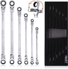 6-Piece Metric 8mm-19mm Extra Long Gear Ratcheting Wrench Set XL Extended Handle