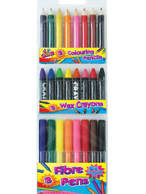 Kinder Ausmalen Zeichnen Set Kunst Box Bleistift Wachs Buntstift Faserspitze Stift 24er Pack
