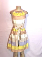 RK ORIGINALS YELLOW  MULTI STRETCH COTTON FIT&FLARE DRESS SZ 10