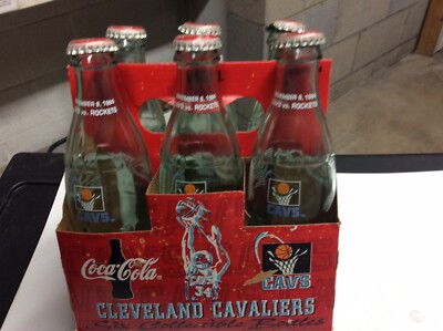 Vtg Empty 6 Pack Coke Bottles In Holder Cavs Vs Rockets Nov 8 1994 - Complete
