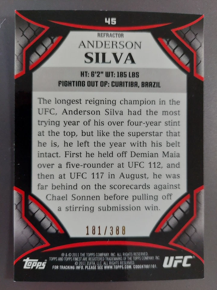Anderson Silva #45 2011 Topps UFC Finest X-Refractor #181/388 - Image 2 of 2