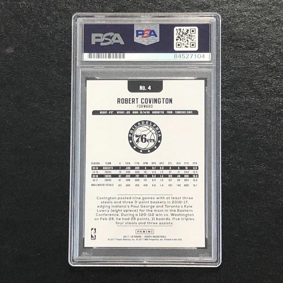 2017-18 NBA Hoops #4 Robert Covington Signed Card AUTO PSA Slabbed 76ers - Image 2 of 2