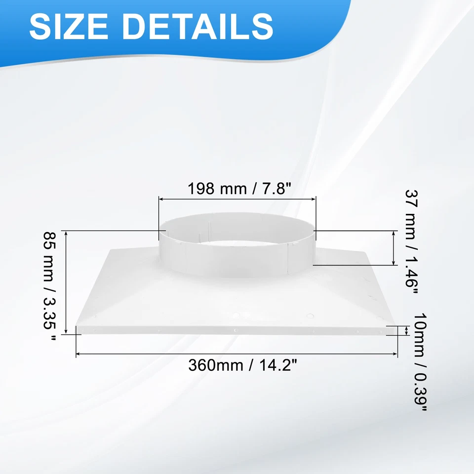 Conector de conducto de 14" a 8" brida cuadrada a redonda recta secadora ventilación placa de pared Foto 2 de 4