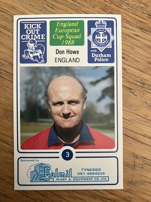 Original England Euro 88 1988 Fußball Sammelkarte Don Howe Trainer selten