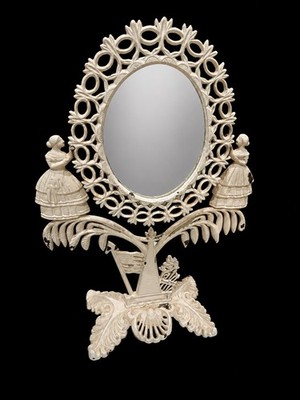 Antique Jenny Lind Cast Iron Patriotic Dressing Mirror 