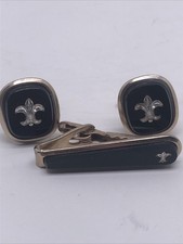 Black Gold Tone Fleur de Lis Cufflink Set