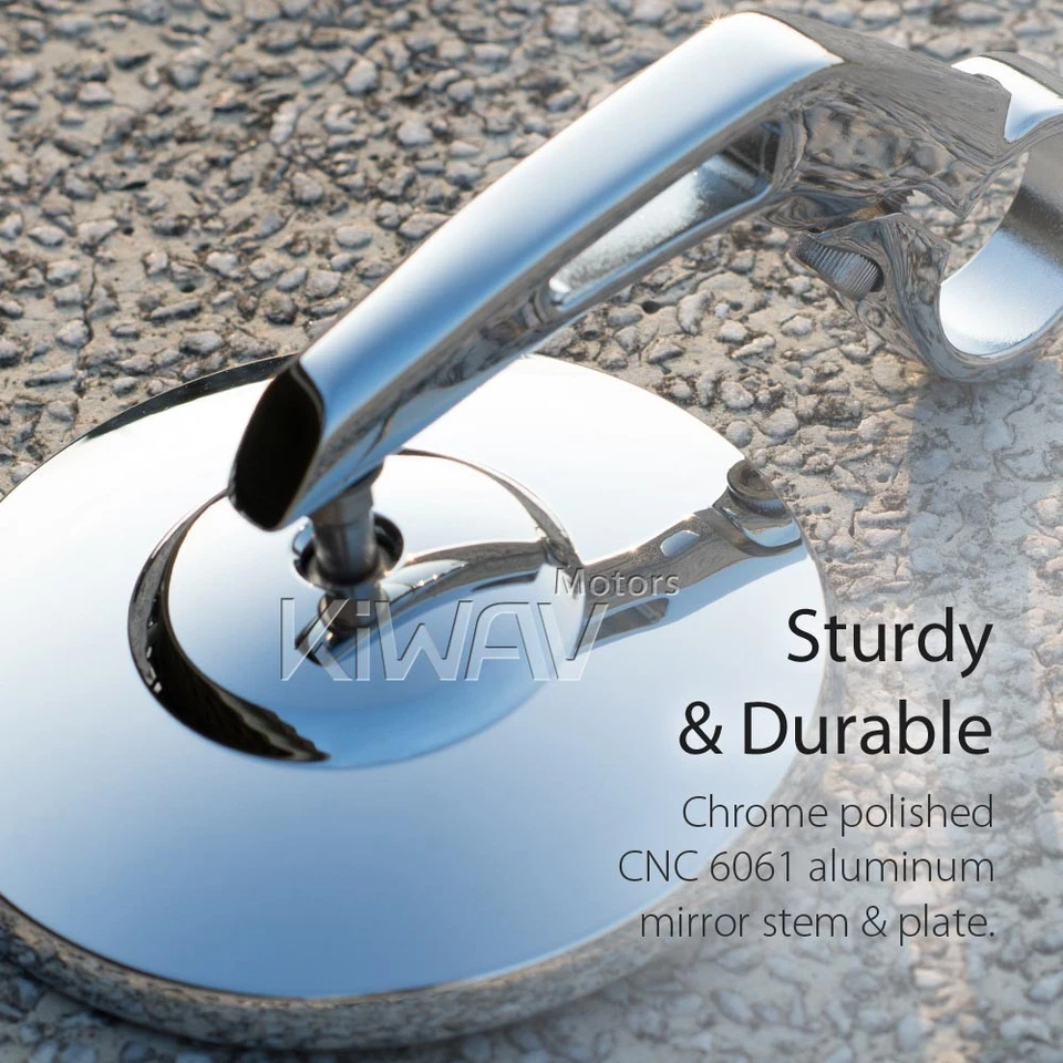 Bar end mirrors heavy weight BOB chrome 7/8" hollow bar ID 14-20mm fits Suzuki — 第 4/4 张图片