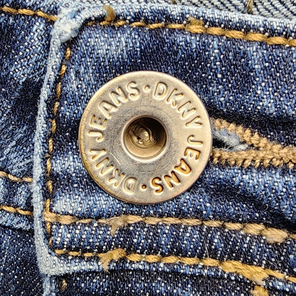 Jeans DKNY vintage años 90 para mujer 10 azules Ludlow tiro bajo corte boot elástico denim Foto 2 de 4