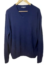 Alashan 100% Cashmere Blue Long Sleeve Pullover Sweater Men’s XL Elegant Soft