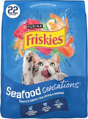Purina Friskies Dry Cat Food Seafood Sensations with Salmon, Tuna, and Shrimp Fl
