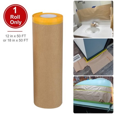 50ft Pre-Taped Masking Paper Roll Automotive Body Paint Protection Tape & Drape