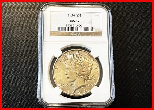 1934-P Peace Silver Dollar MS62 NGC - Low Mintage - Key Date