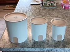 Tupperware Set of 3 canisters 2420D-1, 2422B-2, 2416-2 Pink Lids