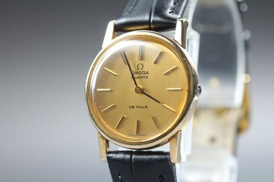 Vintage 1978 Omega DeVille Quartz Cal.1350 Gold 24mm Women's Dress Watch N MINT