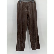 MIXIT Women's Vintage Brown Leather High-Rise Straight Leg Pants SZ 8