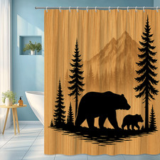 Rustic Bear Shower Curtain - Forest Theme for Bathroom Decor