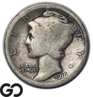 1916-D Mercury Dime *Scarce Key Date, 264k Struck* bids: 1,200