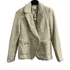 House Of Harlow Blazer Green Tweed Boucle Knit Size M Office Career Summer