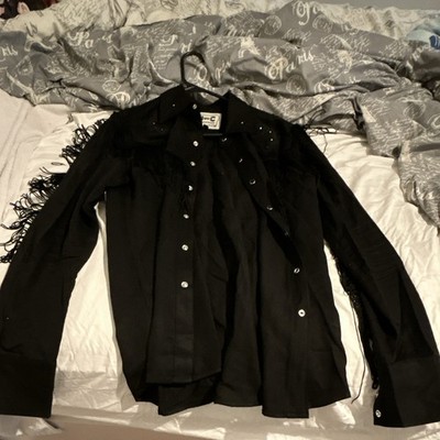 Black Rhinestone Cowboy Jacket For Men