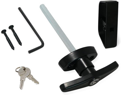 T-Handle Lock Shed Door Latch Lock Kit with 2 Keys and 2 Screws, 5-1/2'' Stem ...