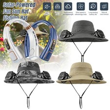 Outdoor Wide Brim Sun Hat With Dual Solar Powered Fan Fishing Hat UV Protection