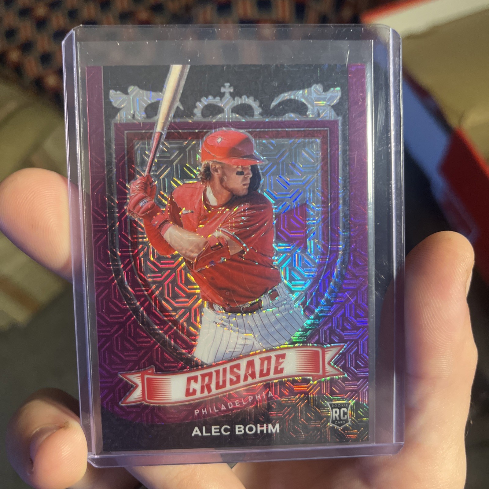 2021 Panini Chronicles - Crusade Alec Bohm #23 Purple Mojo Prizm /99 (RC)